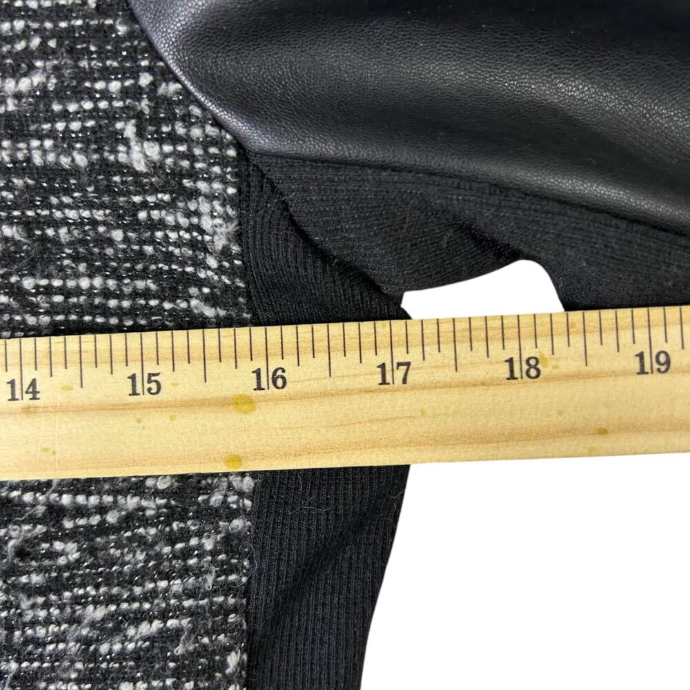 Ivanka Trump Tweed Faux Leather Jacket Black Zip Front Moto Blazer PS - Picture 6 of 8